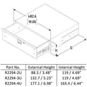 Aluminum Rack Drawer - 14" Deep