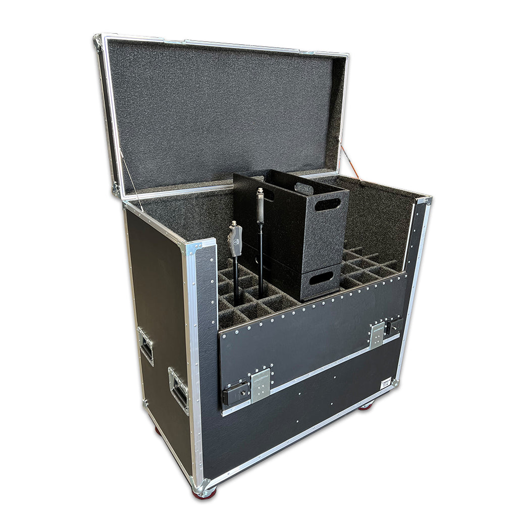 40 Slot Flip Down Front Mic Stand Case w/ Trays